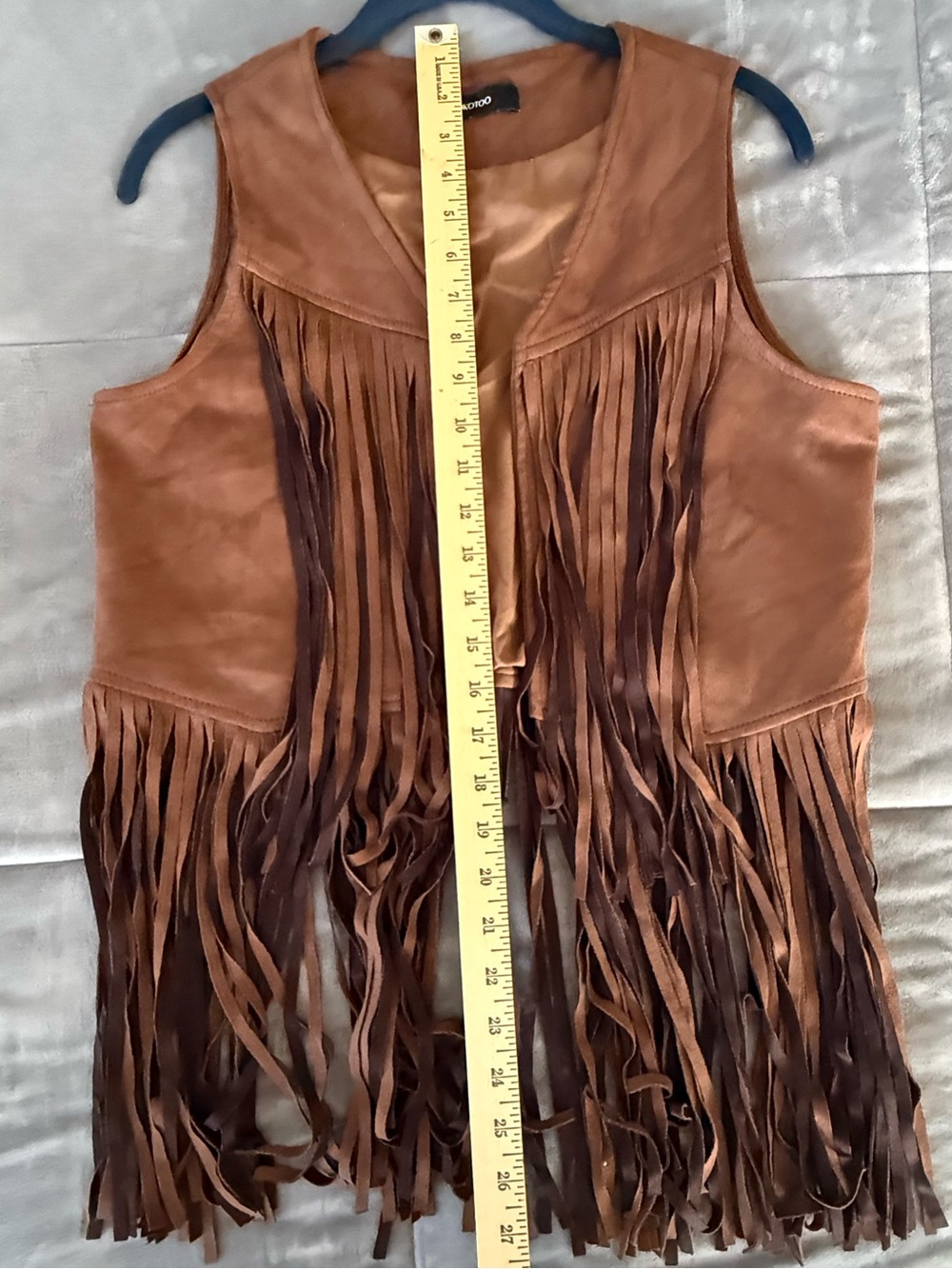 Dokotoo Brown Faux Suede Fringe Vest - Boho Women’s Vest Size M - Picture 8 of 8